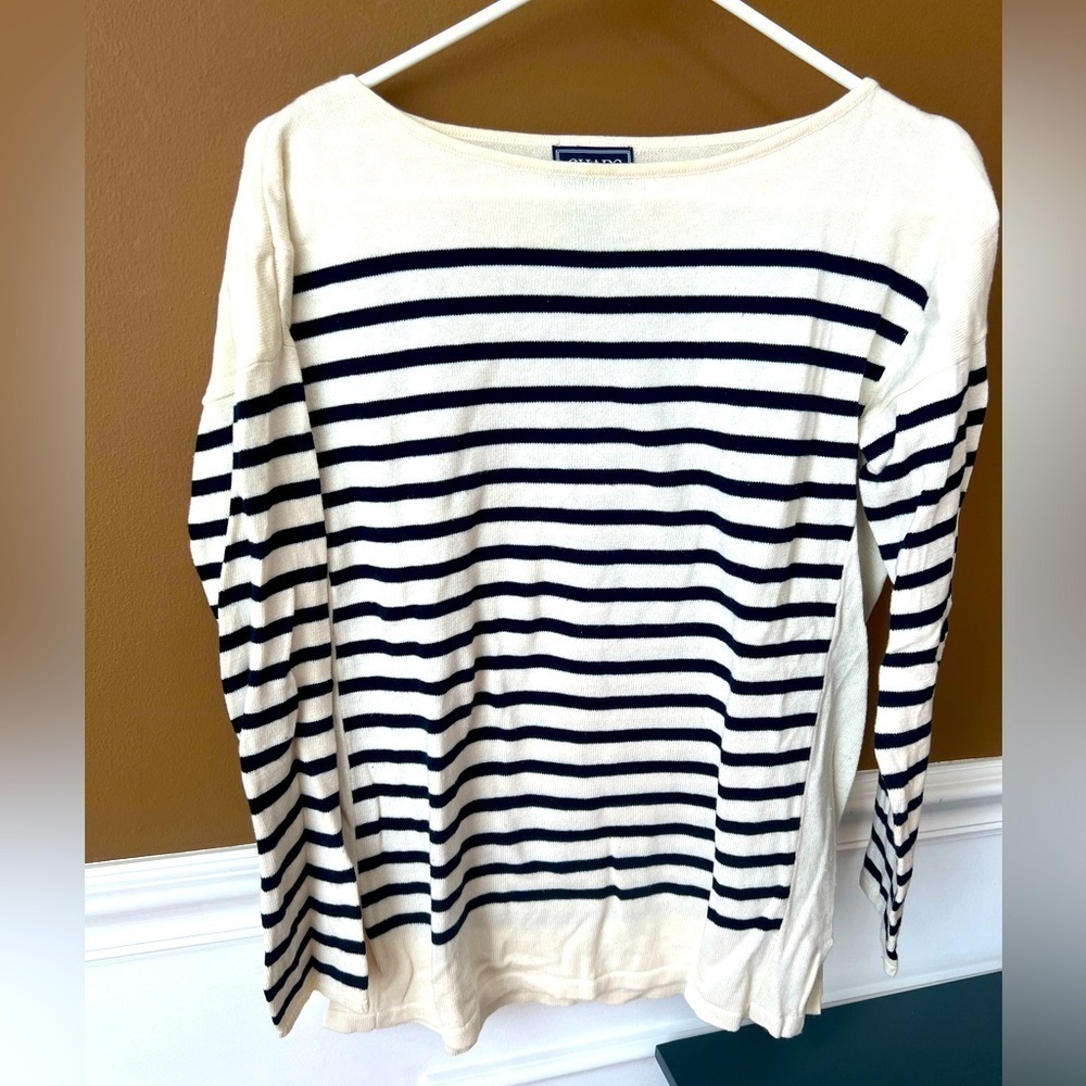 CHAPS Women’s Striped Sweater Cotton Size Medium Preppy Yacht Country Club